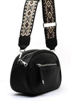Zen Collection Pebbled Aztec Strap Crossbody Bag, Black