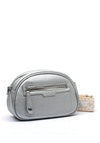 Zen Collection Pebbled Aztec Strap Crossbody Bag, Silver