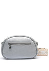 Zen Collection Pebbled Aztec Strap Crossbody Bag, Silver