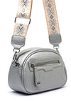 Zen Collection Pebbled Aztec Strap Crossbody Bag, Silver