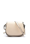 Zen Collection Pebbled Faux Leather Saddle Crossbody, Beige