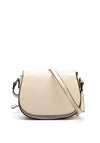 Zen Collection Pebbled Faux Leather Saddle Crossbody, Beige