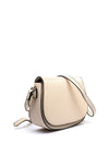Zen Collection Pebbled Faux Leather Saddle Crossbody, Beige
