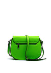 Zen Collection Pebbled Faux Leather Saddle Crossbody, Bright Green