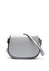 Zen Collection Pebbled Faux Leather Saddle Crossbody, Silver