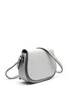 Zen Collection Pebbled Faux Leather Saddle Crossbody, Silver