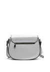 Zen Collection Pebbled Faux Leather Saddle Crossbody, Silver