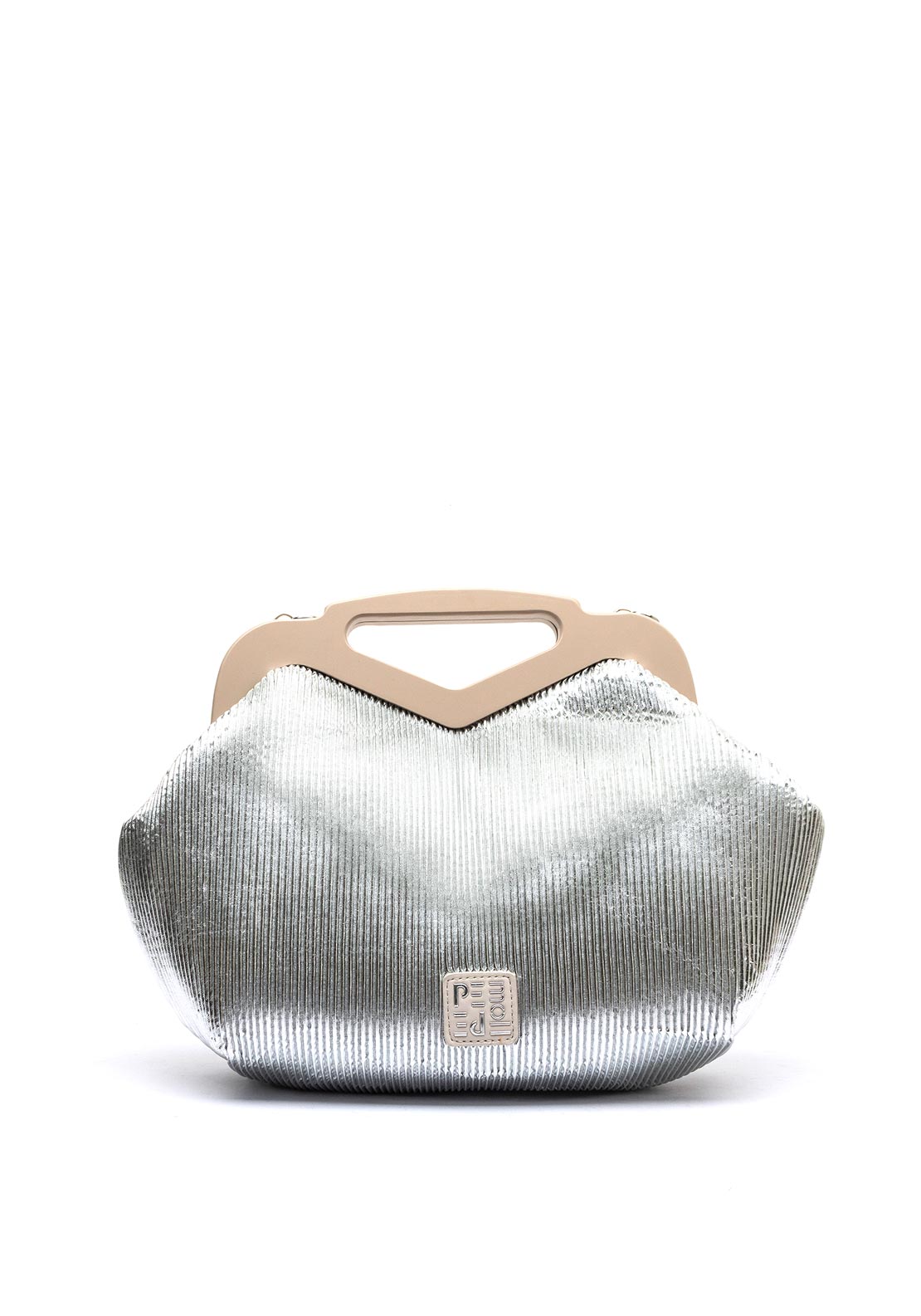 Pepe Moll Ribbed Metallic Clutch Bag, Silver