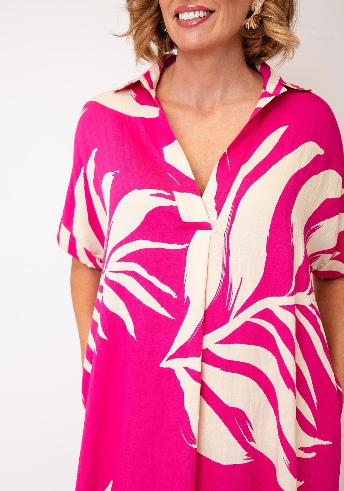 Serafina Abstract Print Midi Dress, Pink