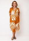 Serafina Collection Midi Leaf Print Dress, Orange