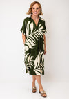 Serafina Collection Leaf Print Midi Dress, Green
