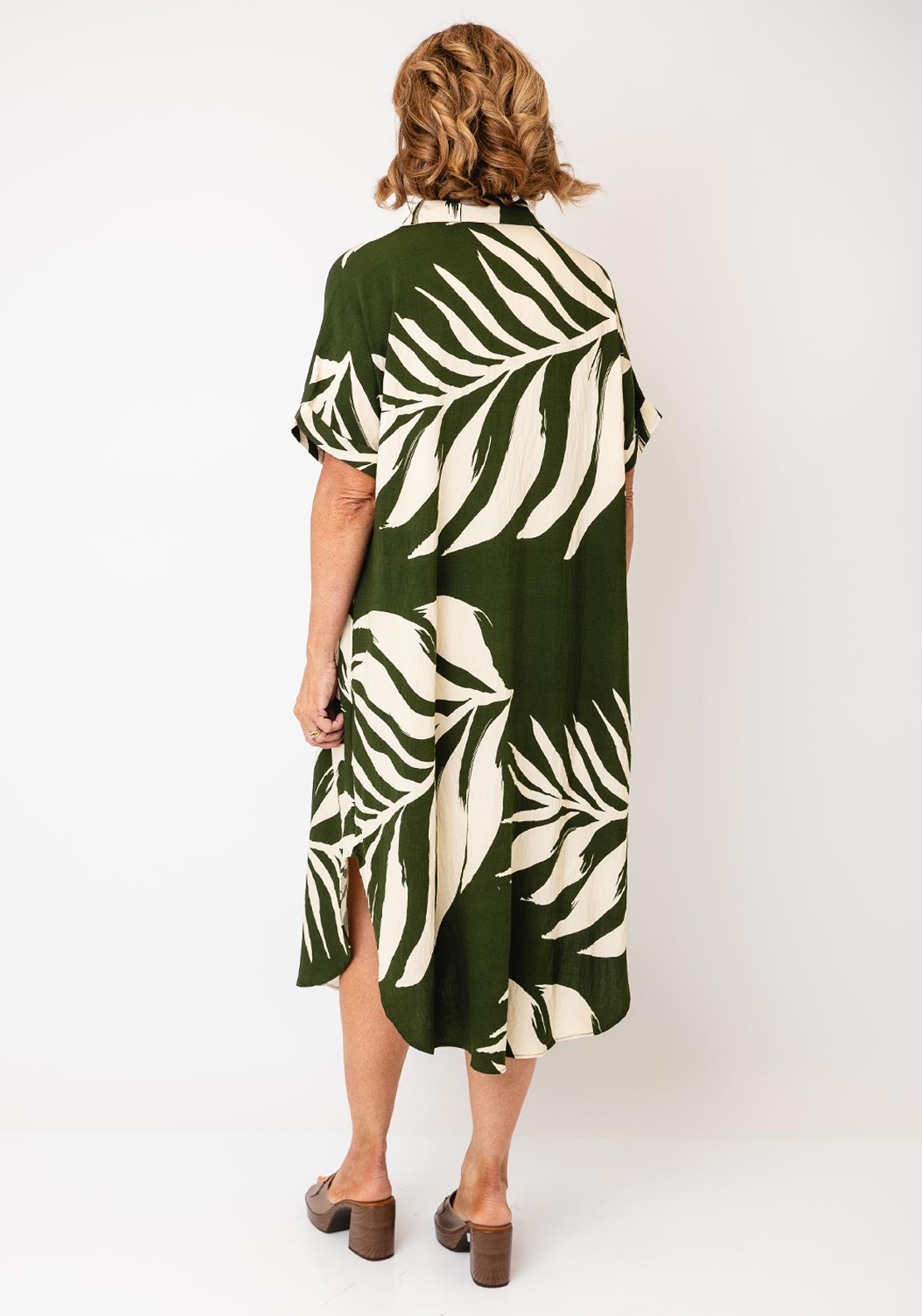 Serafina Collection Leaf Print Midi Dress, Green