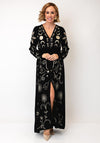 Serafina Embroidered Button Down Midi Dress, Black