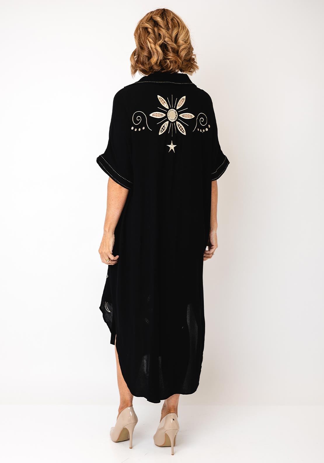 Serafina Collection Embroidered Tunic Dress, Black