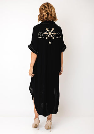 Serafina Collection Embroidered Tunic Dress, Black