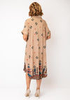 Serafina Vintage Floral V-Neck Midi Dress, Beige Multi