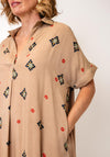 Serafina Vintage Floral V-Neck Midi Dress, Beige Multi