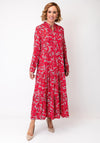 Serafina Collection Button Front Floral Print Midi Dress, Red