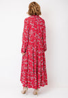 Serafina Collection Button Front Floral Print Midi Dress, Red