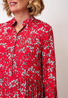 Serafina Collection Button Front Floral Print Midi Dress, Red