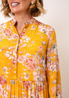 Serafina Collection Tiered Floral Midi Dress, Yellow