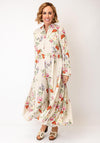 Serafina Button Down Floral Print Midi Dress, Taupe Multi