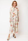 Serafina Button Down Floral Print Midi Dress, Taupe Multi
