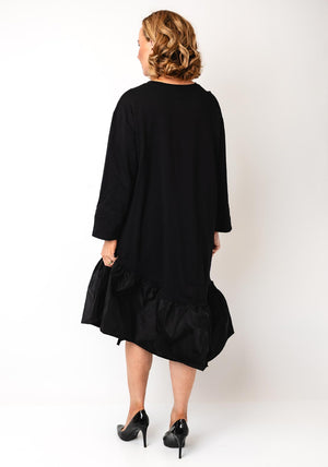 Serafina Collection One Size Contrast Fabric Dress, Black