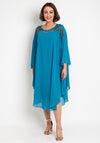 Serafina Collection Embellished Neck Tunic Dress, Turquoise