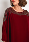 Serafina Collection Embellished Neck Tunic Dress, Wine
