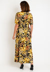 Natalia Collection One Size Floral Print Maxi Dress, Black & Gold