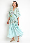 Seventy1 One Size Floral Embroidered Maxi Dress, Duck Egg
