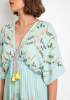 Seventy1 One Size Floral Embroidered Maxi Dress, Duck Egg