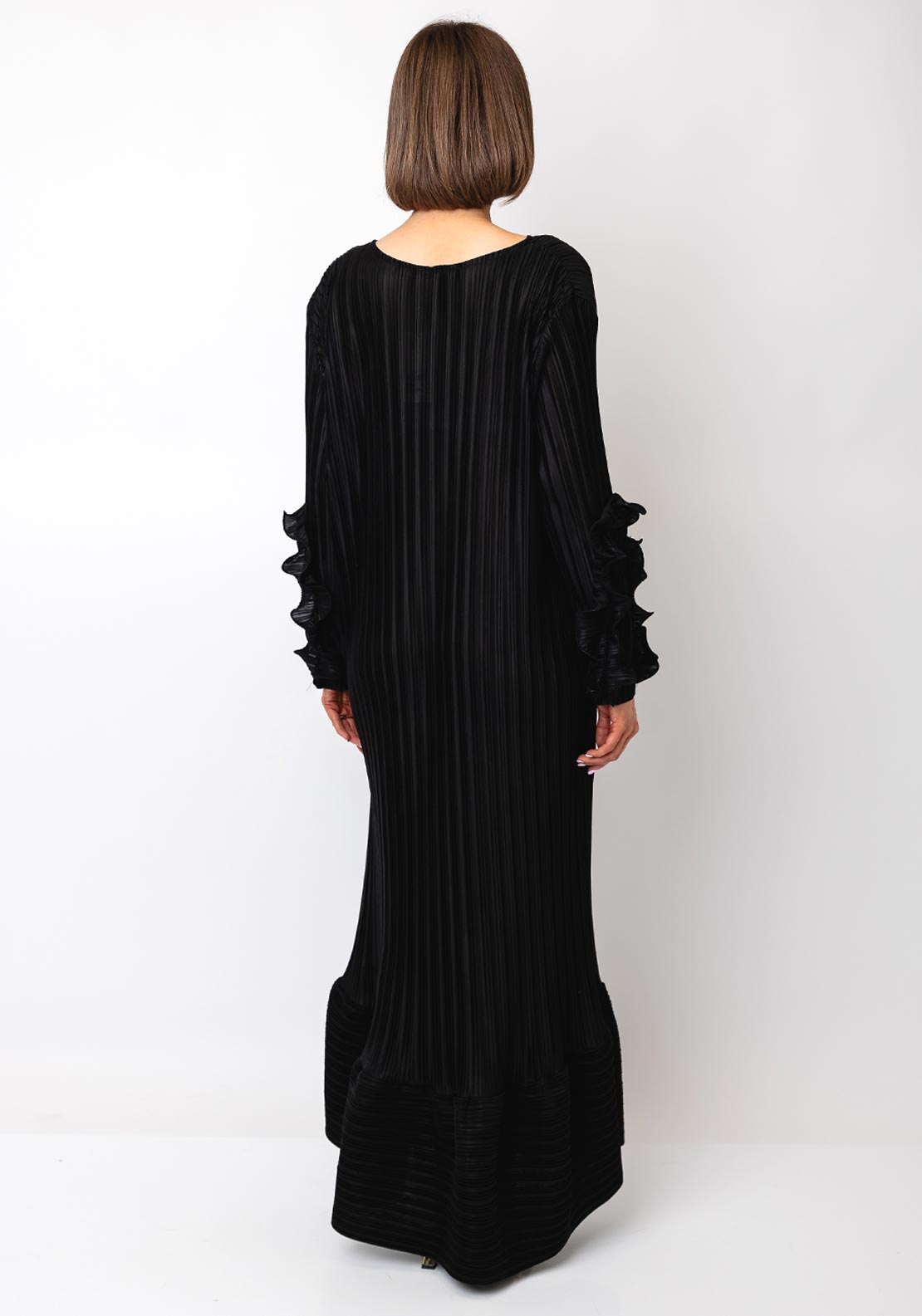 Serafina Collection One Size Plisse Maxi Dress, Black