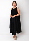 Serafina Collection Brooch Shoulder Contrast Dress, Black
