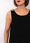 Serafina Collection Brooch Shoulder Contrast Dress, Black