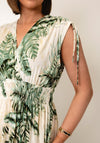 Serafina Collection One Size Botanical Print with Foil Detail Midi Dress, Green Multi