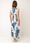 Serafina Collection One Size Botanical Print with Foil Detail Midi Dress, Navy Multi