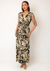 Serafina Collection One Size Botanic Print Maxi Dress, Black Multi
