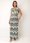 Serafina Collection One Size Geometric Print Maxi Dress, Green Multi