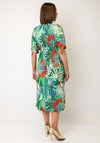 Serafina Collection One Size Abstract Print with Foil Detail Midi Dress, Green Multi