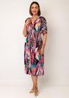 Serafina Collection One Size Abstract Print Midi Dress, Purple Multi
