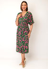 Serafina Collection One Size Abstract Print with Foil Detail Midi Dress, Green Multi