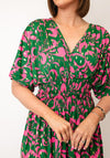 Serafina Collection One Size Abstract Print with Foil Detail Midi Dress, Green Multi