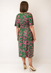Serafina Collection One Size Abstract Print with Foil Detail Midi Dress, Green Multi