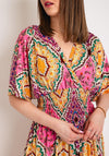 Serafina Collection One Size Ornate Print Maxi Dress, Pink Multi