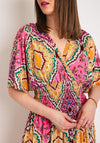 Serafina Collection One Size Ornate Print Maxi Dress, Pink Multi