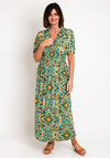 Serafina Collection One Size Metallic Tie Dye Maxi Dress, Green