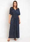 Serafina Collection One Size Polka Dot Maxi Dress, Navy