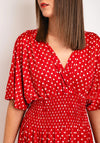 Serafina Collection One Size Polka Dot Maxi Dress, Red